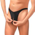 Male Power Nylon Lycra Pull Tab Thong Black OS  Sex Toy Product