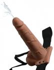Fetish Fantasy 7.5in Hollow Squirting Strap-on With Balls, Tan Sex Toy Product