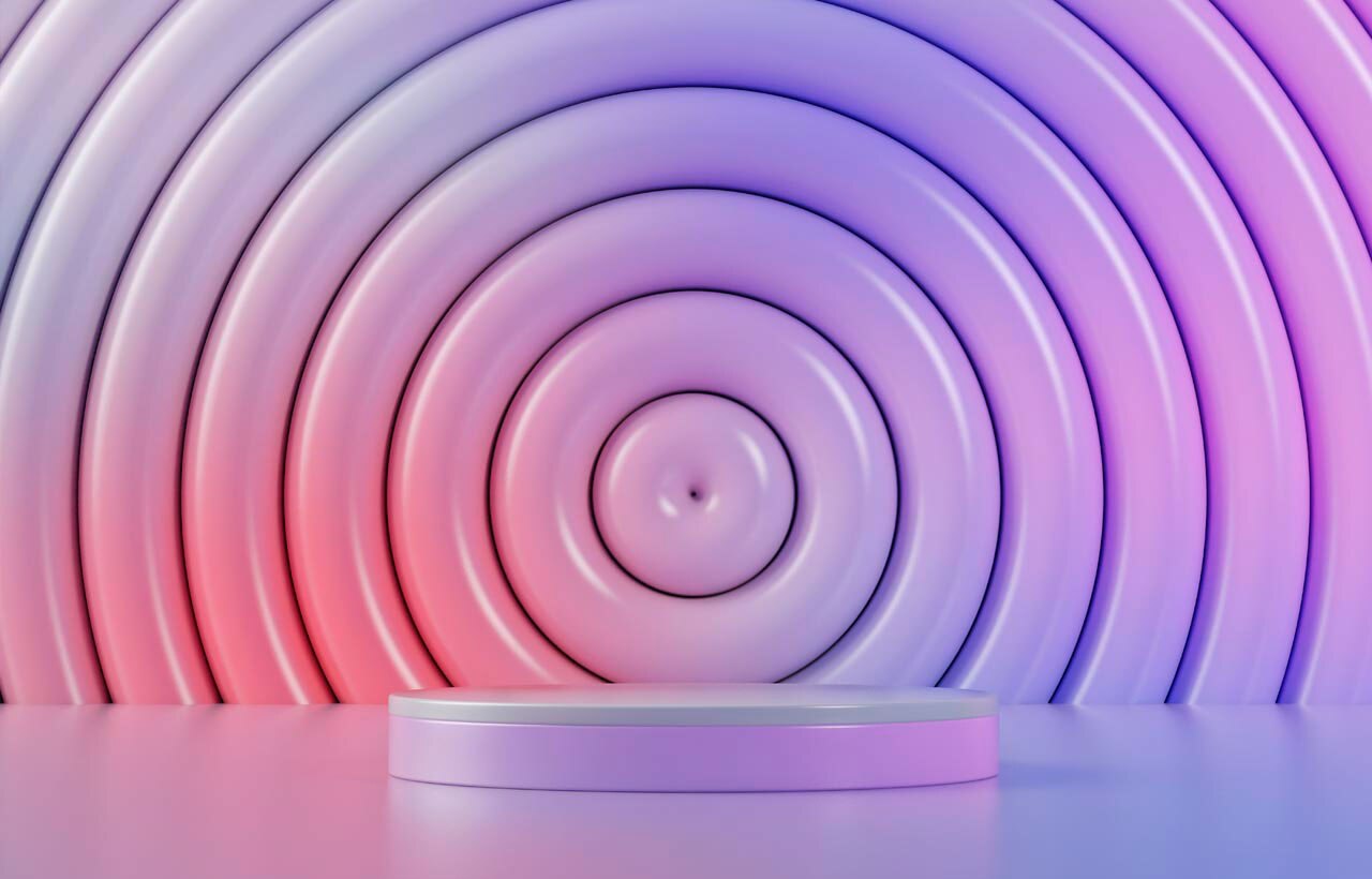 3D render of empty pedestal with circular background