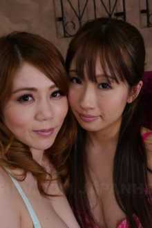 Horny Yui Misaki and Maki Koizumi enjoying a strap-on