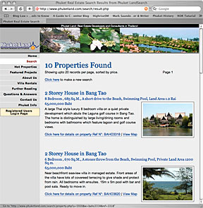 Screen view of LandSearch