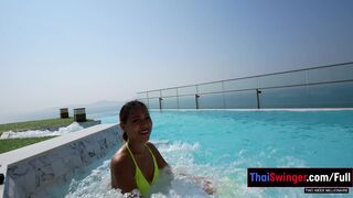 Thai Swinger - Fun Thai teen GF pool time and horny sex after back in the apartment
