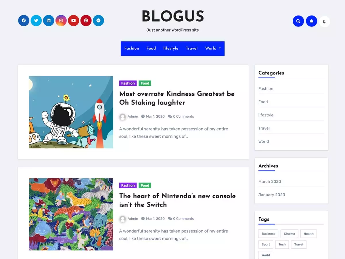 Blogus Free Blog WordPress Theme