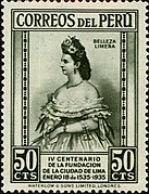 Stamp of Peru - 1935 - Colnect 437870 - Belle of Lima Señora Luisa Soyer de Canevora.jpeg