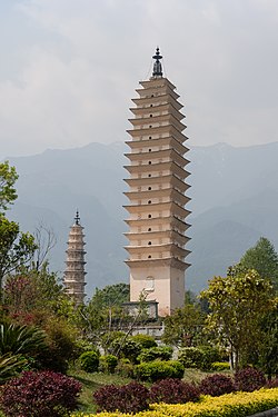 Two of the "Three Towers of Chongsheng Temple" in Dali, Yunnan, China