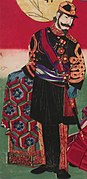 Emperor Meiji in art detail, from- Japanese Ministers of the Meiji Period by Hashimoto Chikanobu (cropped).JPG