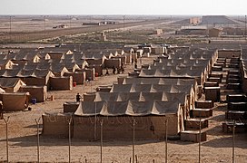 A tent city provides shelter for members of the 401st Tactical Fighter Wing during Operation Desert Shield.jpg
