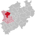 Lage des Kreises Wesel in NRW und im Regierungsbezirk Düsseldorf
