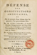 John Adams - Défense des constitutions américaines, Tome second, page de titre, 1792.png