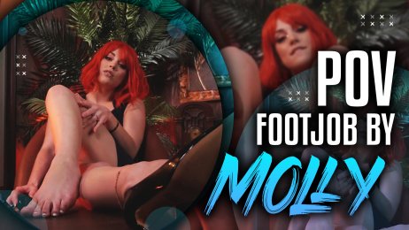 POV footjob by redhead beauty Molly Stewart!