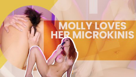 Molly in microkini with butt plug