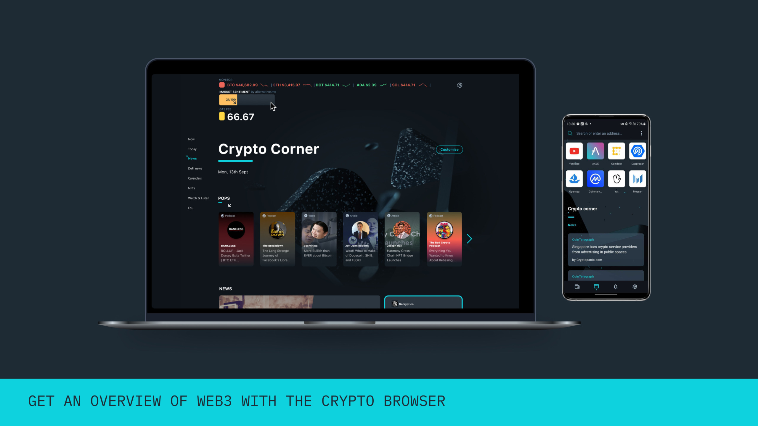 Crypto Corner in Opera Web3 Browser