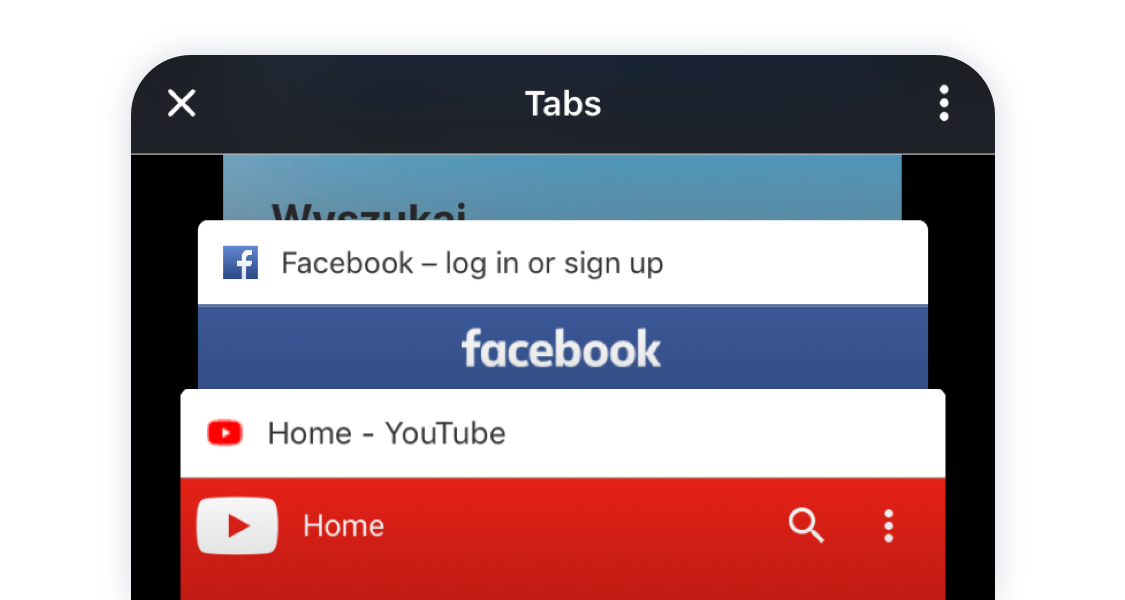 Opera Touch tabs