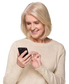 Vrouw met mobiele telefoon app