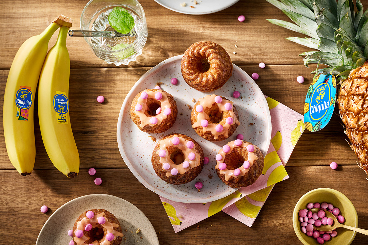 Vanille-Ananas-Bananenkuchen in Mini-Gugelhupfformen