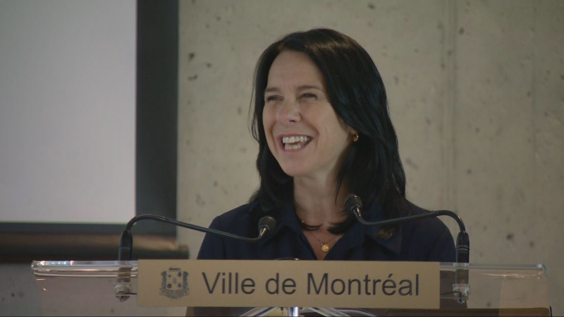 Mayor Valerie Plante speaks at a news conference about Le Plan Montréal 2050 on Tuesday, June 11, 2024. (CTV News)