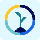 an illustration of a plant growing out of soil with a multicolored ring around it, symbolizing general investing
