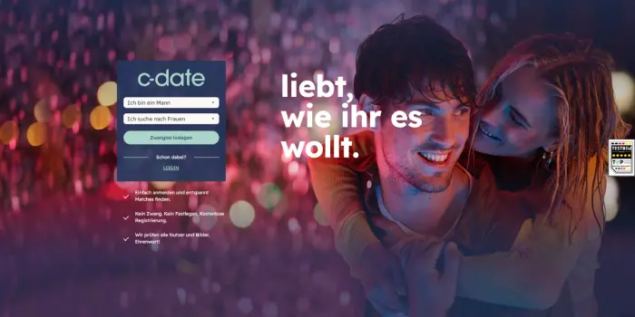 Startseite der Casual Dating Platform C-Date