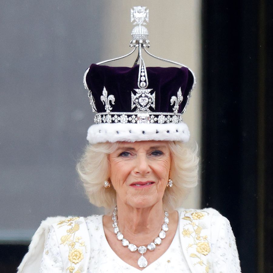 Camilla wearing Queen Mary's Crown during King Charles III's coronation 2023 
