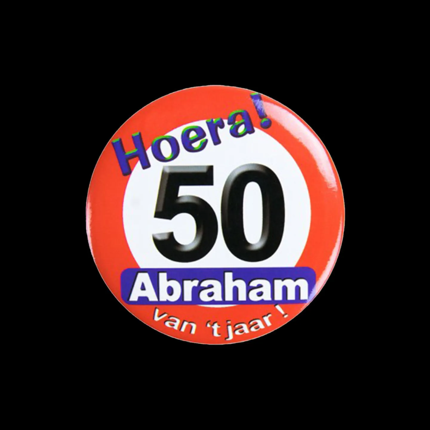 button verkeersbord abraham hoera 50.