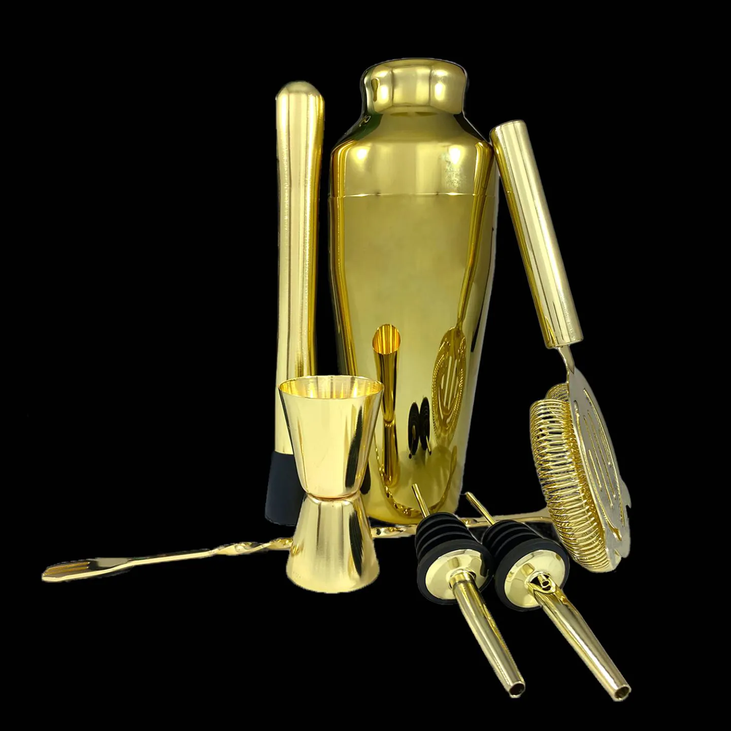 RVS cocktailshaker - 70cl - 7 delig - Goud.