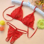 Womens Sexy lace lingerie set Open Crotch Transparent G-String Lady Girl Sexy Lace Lingerie Bikini Bra Sets Sex lingerie set