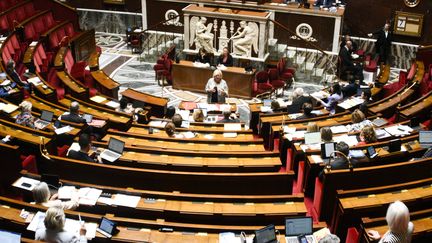 La ministre du Travail, de la Santé et des Solidarités, Catherine Vautrin, le 7 juin 2024 à l'Assemblée nationale. (MAGALI COHEN / HANS LUCAS / AFP)