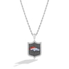 Thumbnail Image 0 of True Fans Denver Broncos 1/5 CT. T.W. Diamond and Enamel Reversible Shield Necklace in Sterling Silver