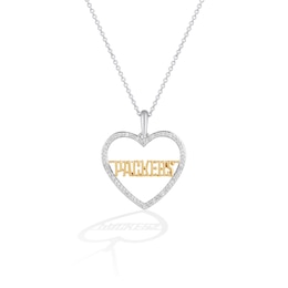 True Fans Green Bay Packers 1/10 CT. T.W. Diamond Heart Necklace in Sterling Silver & 10K Yellow Gold