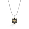 Thumbnail Image 0 of True Fans Denver Broncos 3/8 CT. T.W. Black Diamond and Enamel Reversible Shield Necklace in 10K Yellow Gold & Sterling Silver