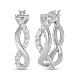 Diamond Twist Hoop Earrings 1/2 ct tw 10K White Gold