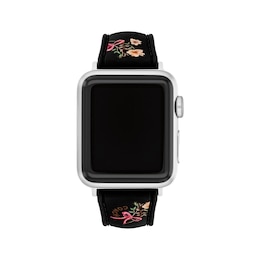 COACH Black Floral Print Silicone Apple Watch Strap 14700264