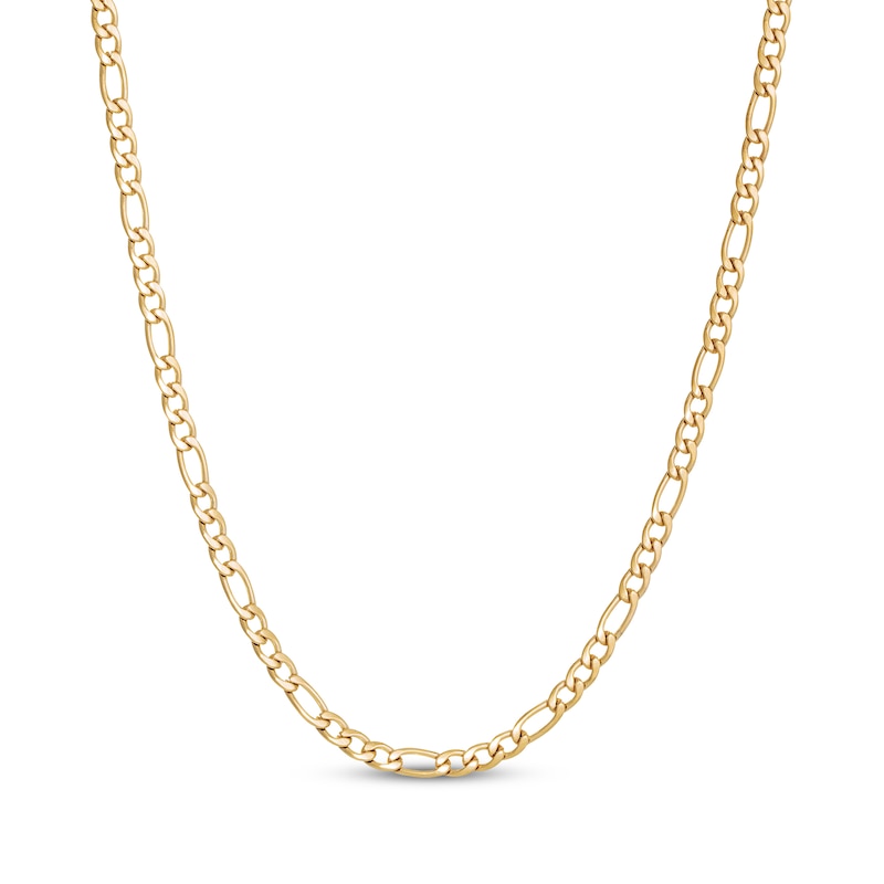 Solid Figaro Chain Necklace 4mm Yellow Ion-Plated Stainless Steel 18"