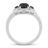 Thumbnail Image 2 of Memories Moments Magic Three-Stone Black & White Diamond Engagement Ring 1/2 ct tw Round-cut 14K White Gold