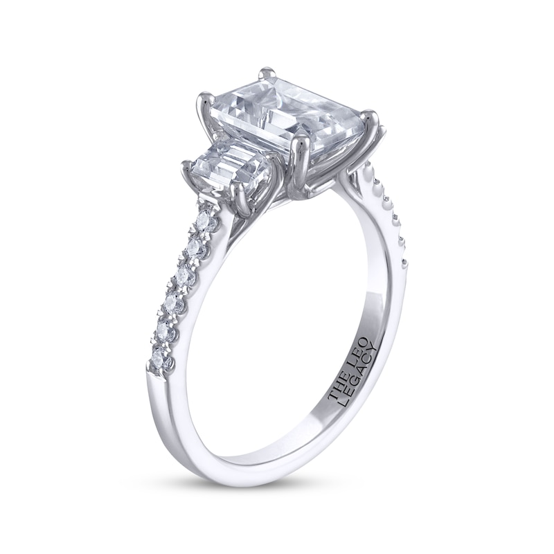THE LEO Legacy Lab-Created Diamond Emerald-Cut Three-Stone Engagement Ring 2-7/8 ct tw 14K White Gold