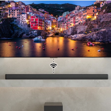 Soundbar wirelessly syncing to LG TV