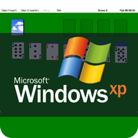 Afbeelding van het traditionele patience Windows XP klondike spel