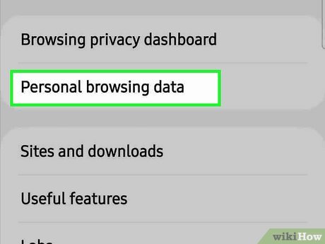 Step 3 Tap Personal browsing data.