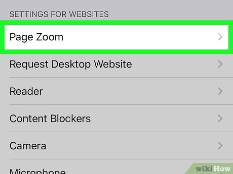 Step 4 Tap Page Zoom to adjust the default font size.