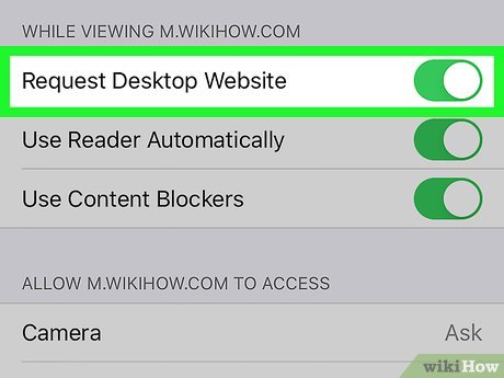 Step 5 Toggle the "Request Desktop Website" switch to the desired position.