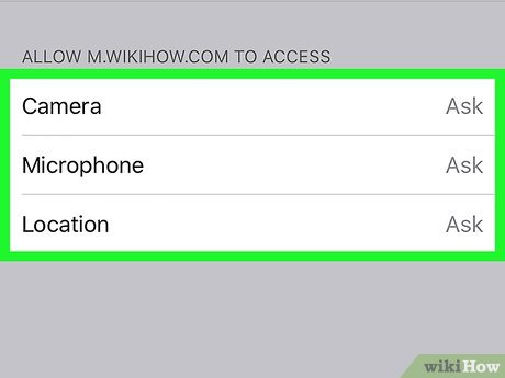 Step 8 Customize the site's access to your camera, microphone, and location.