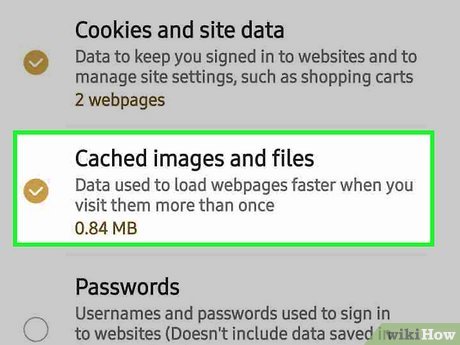 Step 5 Select "Cached images and files."
