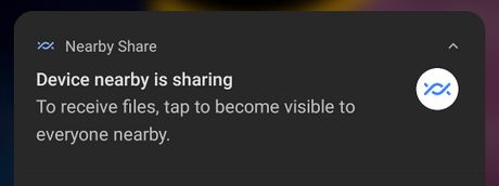 Step 8 Wait for the "Device nearby is sharing" notification on your Android device.