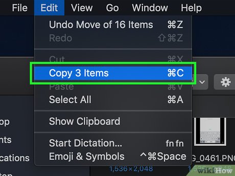 Step 6 Copie as fotos clicando em “Editar” e depois em “Copiar”, no menu suspenso.