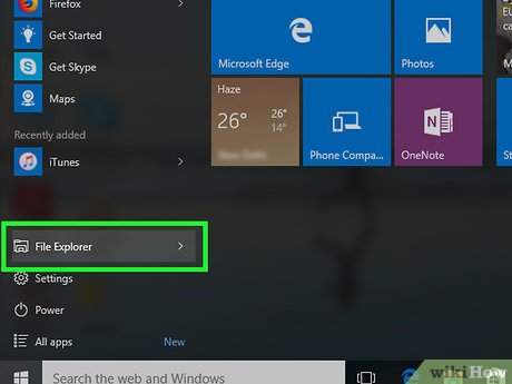 Step 3 Entre no Windows Explorer clicando no ícone de uma pasta icon no canto esquerdo inferior do Iniciar.