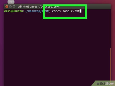 Step 1 Tippe emacs dateiname.txt in Terminal ein.