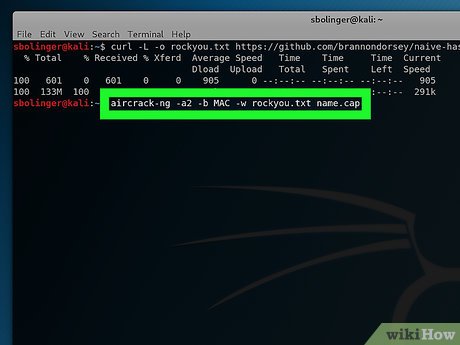 Step 2 Gib aircrack-ng an, mit dem Knacken des Passworts zu beginnen.