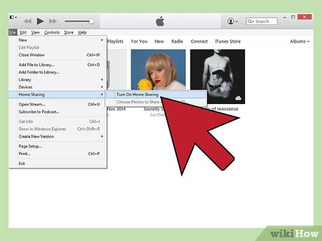 Step 4 Klicke in iTunes auf das Dateimenü und wähle "Home Sharing" → "Home Sharing einschalten".