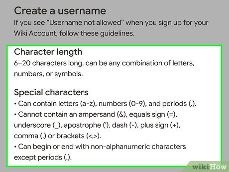 Step 1 Sieh dir die Regeln für Nutzernamen der Seite an, auf der du surfst.