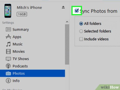 Step 5 Tích vào ô "Sync Photos" (Đồng bộ hóa ảnh).